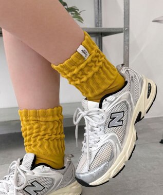 WEGO タグデザインボリュームリブソックス イエロー