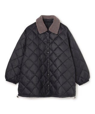 UNFILO L 【自宅で洗濯OK / ファー襟取り外し可能】TAIONコラボ ボア襟 リバーシブルダウン ブラック