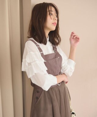 Feroux 【洗える】フリル ブラウス ホワイト系