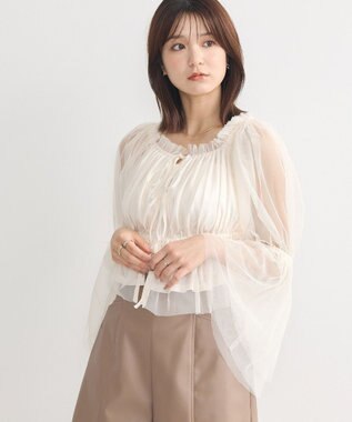 earth music&ecology チュールブラウス Ivory