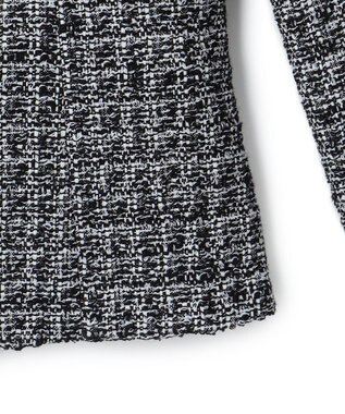 23区 【セットアップ対応】シャインツイードストレッチ ノーカラー ジャケット ブラック系2