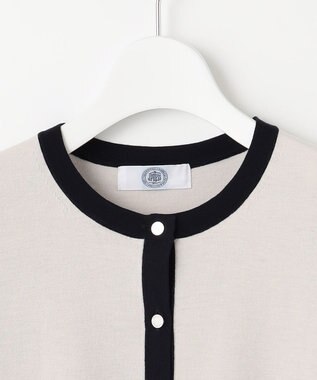 J.PRESS LADIES L 【洗える・ニットセット】TRIM TWIN ニット ライトグレー×ネイビー系