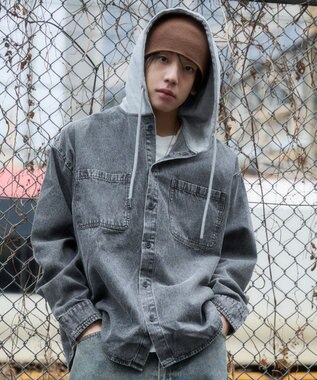 WEGO デニムフードシャツ（LS）
