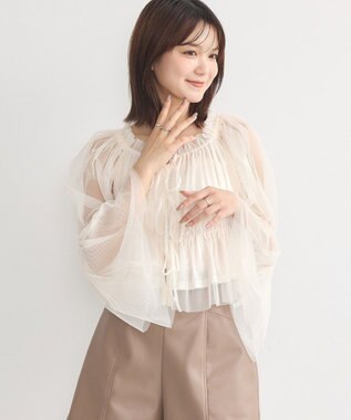 earth music&ecology チュールブラウス Ivory