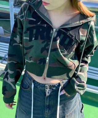 WEGO ロゴZIPショートパーカー 柄1