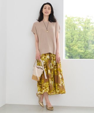 自由区 【WEB限定・洗える・XSサイズあり】ハイツイストコットンアセテート畦編み ニット ベージュ系