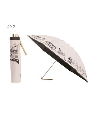 MOONBAT DAKS(ダックス) 晴雨兼用日傘 折りたたみ傘 街並み フワクール生地使用 ピンク