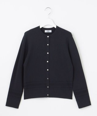 J.PRESS LADIES S 【洗える】RAYON ELITE STRETCH クルーネック カーディガン ネイビー系