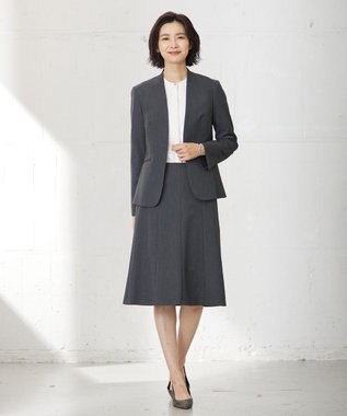 J.PRESS LADIES T/Rアルガンシルク ノーカラー ジャケット グレー系