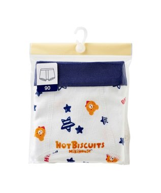 MIKI HOUSE HOT BISCUITS 【90-120cm】 プリント柄ボクサーパンツ 白