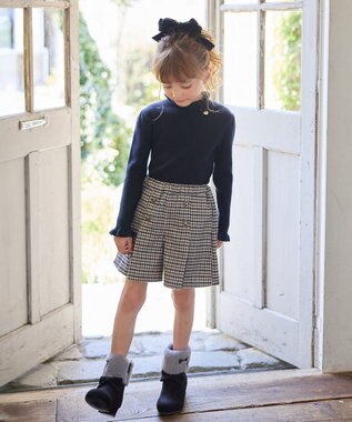 ANY KIDS 首フリルしあわせタッチニット ネイビー