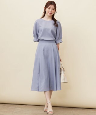 ANY SIS 【速乾・接触冷感】スムージーポリエステル クルーネック ブラウス ライトブルー