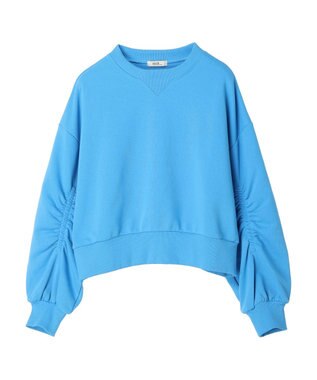 earth music&ecology クルーネック袖シャーリングスウェット Light Blue