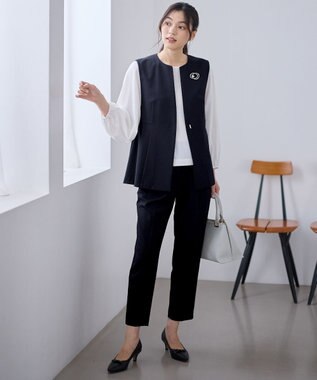 ANY L 【3SET】きちんと見え3点コーデセット（ブラウス＋ジレ＋パンツ） ネイビー