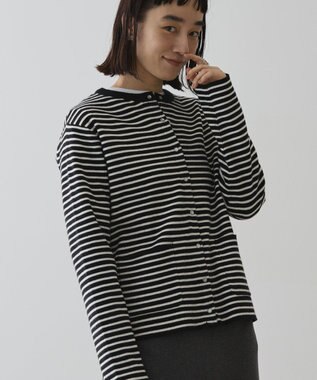 AMERICAN HOLIC バイパチクルーネックニットカーディガン Border