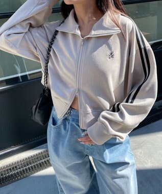 WEGO スエードポンチクロップドトラックジャケット ホワイトアイボリー