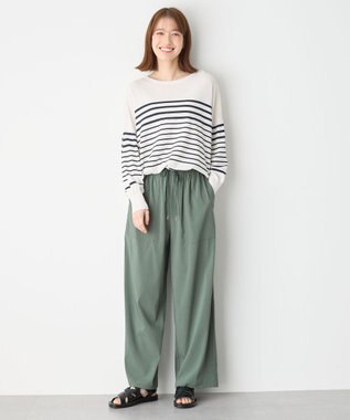 ANY ゆるチュニックニット エクリュ×ネイビー