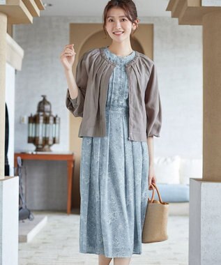 Tiaclasse L 【新色追加】フレアスリーブワンピース ブルー