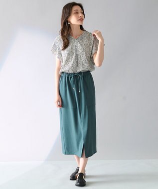 ANY L 【洗濯機可能】マットビンテージサテンブラウス オフランダムドット