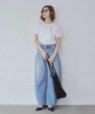 WEGO ワイドカーブデニムパンツ デニム淡加工色