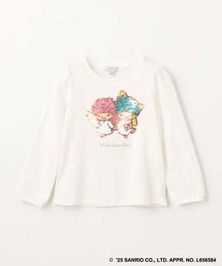 ANY KIDS 【any FAM× リトルツインスターズ 】キキ&ララ ミラクルスパンコール長袖Tシャツ オフホワイト