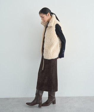 YECCA VECCA コーデュロイナロースカート Brown