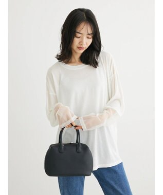 Green Parks 袖チュールドッキングシアープルオーバー Off White