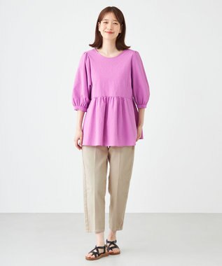 SHARE PARK LADIES センタープレスストレートデニム グレージュ