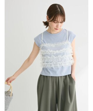 Green Parks ・ｓｗｉｎｇ　ｂｙ　ＳＥＴ２点チュールビスチェ＆フレンチＴ Sax