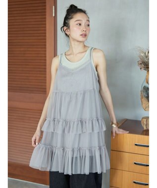 earth music&ecology チュールミニキャミワンピース Gray