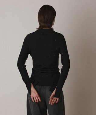 GRACE CONTINENTAL ビジューリブニットトップ ブラック