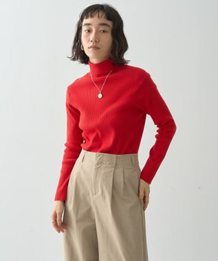 AMERICAN HOLIC バイパチリブタートルネックニットプルオーバー Red