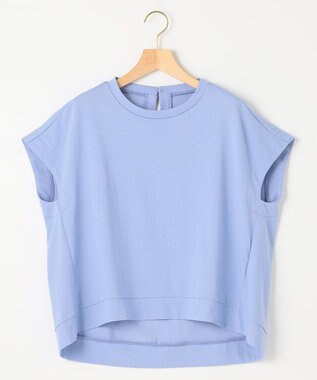 組曲 L 【汗ジミ防止・撥水】GIZAプレーティング天竺フレンチスリーブ カットソー スカイブルー系