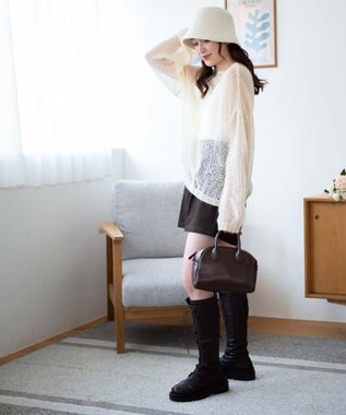 WEGO モヘアライクニットプルオーバー ホワイトアイボリー