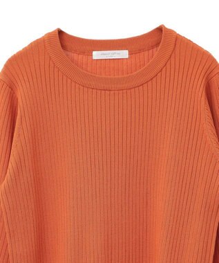 Green Parks ＢＰ　袖口カラーリブ７分袖ニットプルオーバー Orange