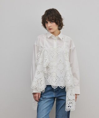 GRACE CONTINENTAL カット刺繍イレギュラーシャツ ホワイト