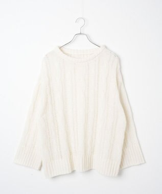 WEGO ケーブルメッシュメランジニット ホワイトアイボリー