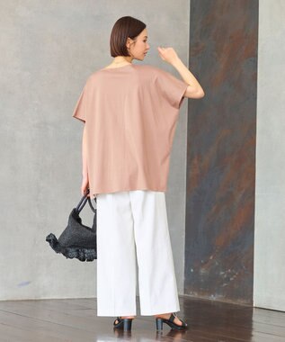 自由区 【洗える・XSサイズあり】レースEDGEフロントレース カットソー キャメル系