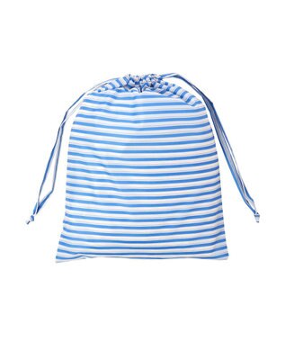 MOONBAT FLAT PURE サイクル レインコート ボーダー 自転車 収納袋付き サックスブルー