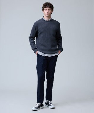 J.PRESS MEN 温かさと軽さの快適素材【ストレッチ / イージーケア】【FLEX YARN】片畔クルーネック ニット グレー系