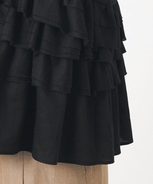 23区 L 【GOLD LABEL】コットンサテン フリルブラウス ブラック系