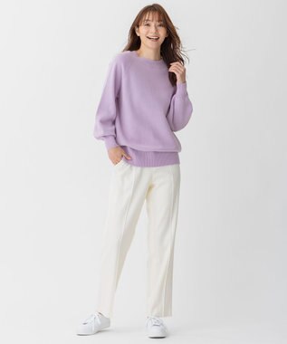 自由区 【洗える】ウォッシャブルハイカウントフラノ ストレートパンツ アイボリー系