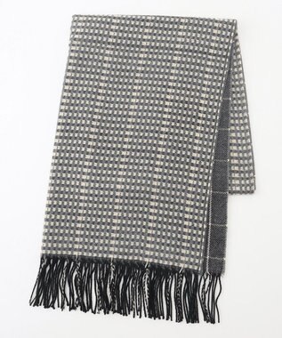 JOSEPH ABBOUD 【フランス製・リバーシブル】ウィンドウペン ストール ライトグレー系4