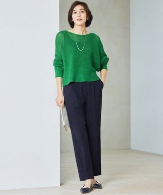 自由区 ライトフィールジャージータックテーパード パンツ ネイビー