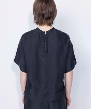 NAVE 【ReNAVE・セットアップ可/洗える/UVケア/接触冷感】フィブリルシャンブレー Tブラウス ブラック系