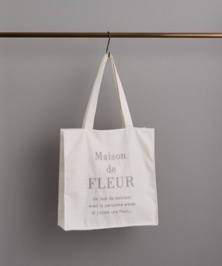 Maison de FLEUR ツイードロゴ刺繍スクエアトートバッグ Ivory