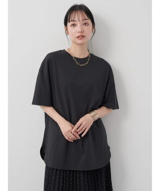 earth music&ecology ラウンドヘムルーズＴ（汗じみ防止） Black