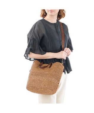 IBIZA ラフィア　2WAYバッグ 濃茶