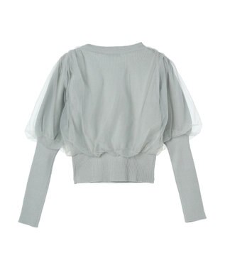 earth music&ecology チュールドッキングニットプルオーバー Blue Green