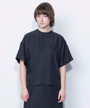 NAVE 【ReNAVE・セットアップ可/洗える/UVケア/接触冷感】フィブリルシャンブレー Tブラウス ブラック系